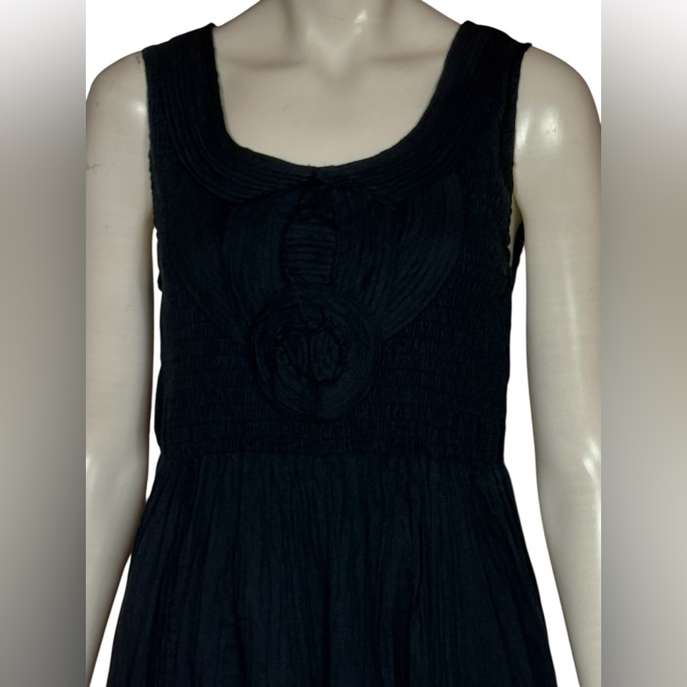 SOFT SURROUNDINGS 100% Cotton Elegant Bohemian Black Maxi Dress Size Small G#25 - Picture 7 of 14